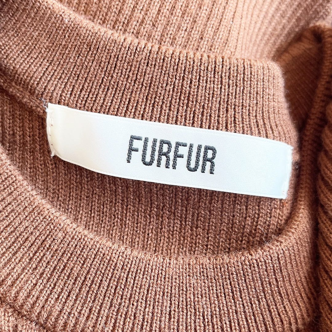 FURFUR/ファーファー】ウール混 リボンディテール 変形 リブニット